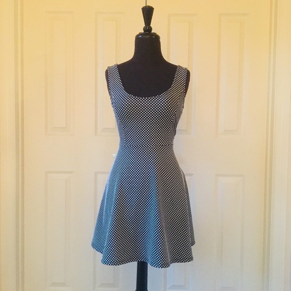 Black & White Polka Dot Skater Dress Forever 21